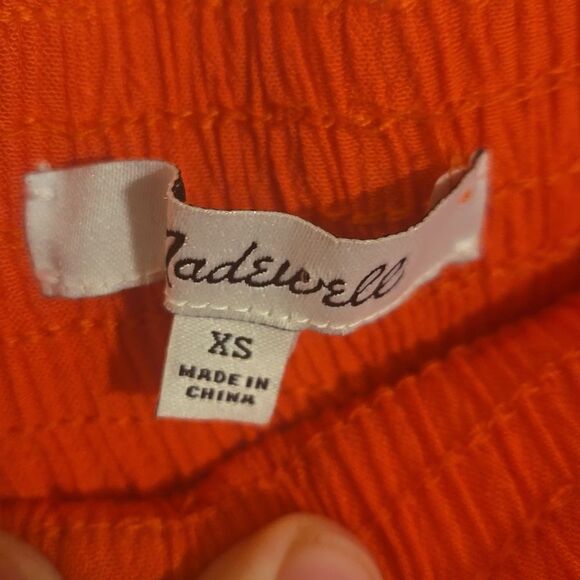 Madewell Orange Midi A-Line Skirt with Pleats and Slit for Resort Wear - Picture 6 of 7